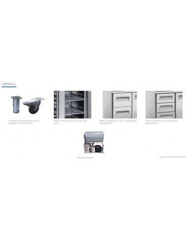 Tavolo refrigerato 3 porte, in acciaio inox AISi 304, refrigerazione ventilata - cm 179.5x6x86h