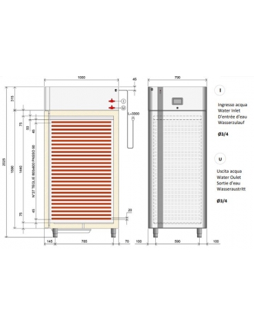 Armadio frigorifero fermalievitazione - N° 18 Teglie 60x40 - Con umidificatore