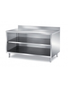 TAVOLO INOX AISI 304 A GIORNO CON ALZATINA,SCHIENALE E RIPIANO INTERMEDIO SENZA PANNELLATURA SOTTOPIANO INOX - CM 50X70X85H