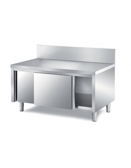 BASAMENTO INOX SUPPORTO APPARECCHI DI COTTURA CON ANTE SCORREVOLI - CM. 120X70X65H