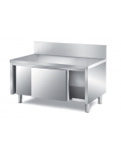 BASAMENTO INOX SUPPORTO APPARECCHI DI COTTURA CON ANTE SCORREVOLI - CM. 140X70X65H