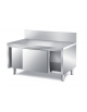 BASAMENTO INOX AISI 304 SUPPORTO APPARECCHI DI COTTURA CON ANTE SCORREVOLI - CM. 160X70X65H