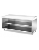 TAVOLO INOX PANETTERIA A GIORNO - CON PIANO E ALZATINE IN POLIETILENE - CM. 160X80X85H