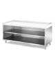 TAVOLO INOX AISI 304 PANETTERIA A GIORNO - CON PIANO E ALZATINE IN POLIETILENE - CM. 160X80X85H
