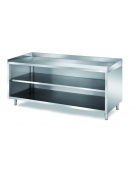 TAVOLO INOX AISI 304 PANETTERIA A GIORNO - CON PIANO E ALZATINE IN INOX - CM. 180X80X85H