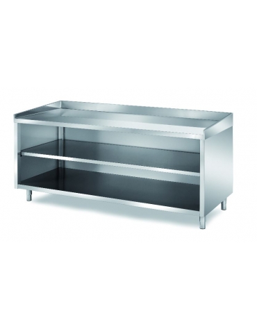 TAVOLO INOX AISI 304 PANETTERIA A GIORNO - CON PIANO E ALZATINE IN INOX - CM. 180X80X85H