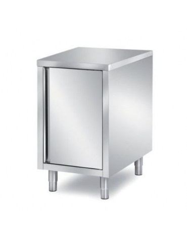 TAVOLO ARMADIATO CON ANTA A BATTENTE CON PANNELLATURA SOTTOPIANO INOX - CM. 40X70X85H