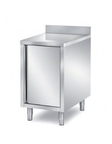 TAVOLO ARMADIATO CON ANTA A BATTENTE CON PANNELLATURA SOTTOPIANO INOX - CON ALZATINA - CM. 40X70X85H