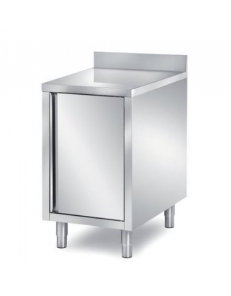 TAVOLO ARMADIATO CON ANTA A BATTENTE CON PANNELLATURA SOTTOPIANO INOX - CON ALZATINA - CM. 60X70X85H