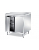 TAVOLO ARMADIATO CON 2 ANTE A BATTENTE CON PANNELLATURA SOTTOPIANO INOX - CM. 80X70X85H