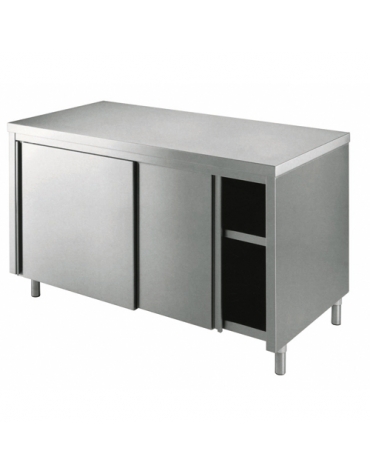 Tavolo armadiato inox Dimensioni cm. 240x70x85/90h