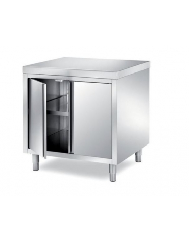 TAVOLO ARMADIATO CON 2 ANTE A BATTENTE SENZA PANNELLATURA SOTTOPIANO INOX - CM. 80X70X85H