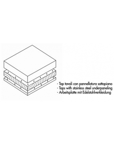 TAVOLO ARMADIATO CON 2 ANTE A BATTENTE CON PANNELLATURA SOTTOPIANO INOX - CON ALZATINA - CM. 90X70X85H