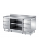 TAVOLO CON 2 CASSETTIERE LATERALI A 3 CASSETTI + VANO A GIORNO CENTRALE CON RIPIANO INTERMEDIO - CON ALZATINA - CM. 120X70X85H