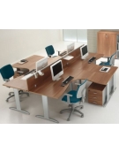 Scrivania Workstation a L per ufficio con gambe metalliche a T - cm 180x120x74h