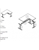 Scrivania Workstation a L per ufficio con gambe metalliche a T - cm 180x120x74h