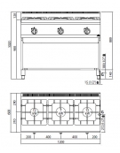 CUCINA A GAS 3 FUOCHI SU VANO ALTA POTENZA