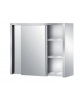 PENSILE INOX AISI 304 A PARETE CON PORTE SCORREVOLI E 2 RIPIANI INTERMEDI - CM. 100X50X90H