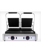 Piastra elettrica per panini doppia 1/2 liscia 1/2 rigata - Piano di cottura da cm 48x24