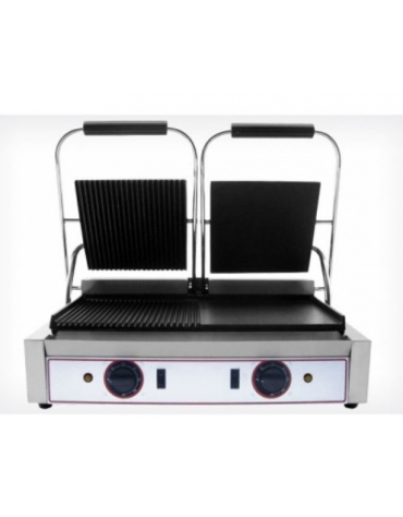 Piastra elettrica per panini doppia 1/2 liscia 1/2 rigata - Piano di cottura da cm 48x24