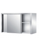 PENSILE INOX AISI 304 A PARETE CON PORTE SCORREVOLI E RIPIANI ASOLATI - CM. 200X40X66H