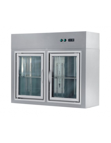 PENSILE A PARETE REFRIGERATO STATICO CON 1 PORTE A BATTENTE IN VETRO E ACCIAIO INOX - CM. 60X40X90H