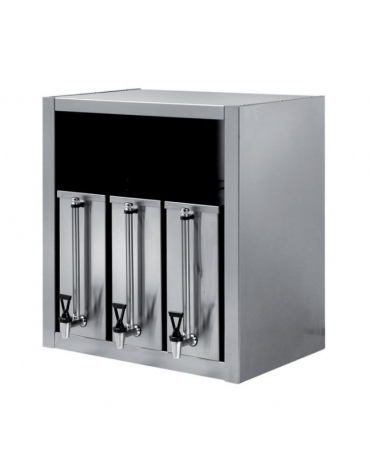 PENSILE INOX AISI 304 A PARETE PORTA BAGNE A 4 BAGNE DA LT 18 CADAUNA  - CM. 80X40X66H