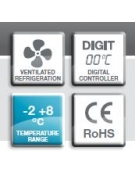 Banco Refrigerato Ventilato 2 cassetti in Acciaio Inox Aisi 304 - Temperatura -2° +8° C - cm 136x70x86h