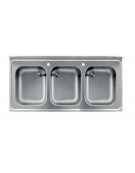 LAVATOIO CON RIPIANO INFERIORE A 3 VASCHE - CM. 180X70X85H