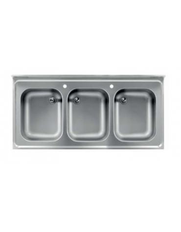 LAVATOIO CON RIPIANO INFERIORE A 3 VASCHE - CM. 180X70X85H