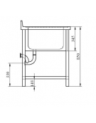 LAVATOIO CON RIPIANO INFERIORE A 3 VASCHE - CM. 180X70X85H