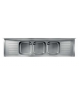 LAVATOIO INOX AISI 304 CON RIPIANO INFERIORE A 3 VASCHE CON 2 GOCCIOLATOI - CM. 300X70X85H