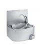 LAVAMANI A PARETE INOX AISI 304 CON SCHIENALE E COMANDO A GINOCCHIO - CM. 50X35X52H