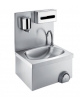 LAVAMANI A PARETE INOX AISI 304 CON COMANDO A GINOCCHIO PORTASAPONE E PORTASALVIETTE INOX - CM. 50X40X63H