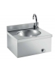LAVAMANI A PARETE INOX AISI 304 CON COMANDO A GINOCCHIO, CON VASCA TONDA - CM. 40X40X30H