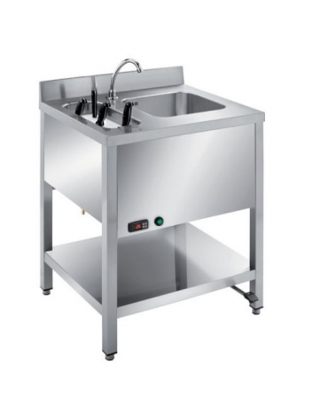 LAVAMANI CON STERILIZZATORE COLTELLI E COMANDO A PEDALE - 1650W 230V 50/60 hz - CM. 70X50X85H