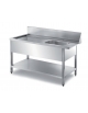 TAVOLO INOX AISI 304 DI ENTRATA LAVASTOVIGLIE CON VASCA DESTRA - CM. 180X70X85H