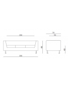 Divano a 3 posti per ufficio con gambe cromate e rivestimento a scelta - cm 198x79x65h
