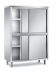 ARMADIO VERTICALE DOPPIO CHIUSO CON PORTE SCORREVOLI IN ACCIAIO INOX AISI 304 - CM 140X70X200H