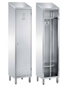 ARMADIO INOX AISI 304 SPOGLIATOIO 1 POSTO CON 1 ANTA A BATTENTE CON SERRATURA - TETTO INCLINATO - CM. 50X50X216H