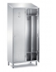 ARMADIO INOX AISI 304  SPOGLIATOIO 2 POSTI CON 2 ANTE A BATTENTE CON SERRATURA - TETTO INCLINATO - CM. 95X50X215H