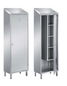 ARMADIO PORTASCOPE INOX AISI 304 - 1 ANTA A BATTENTE CON SERRATURA - LATO DX 3 RIPIANI E  SX VANO PORTASCOPE - CM 50X50X216H