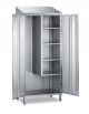 ARMADIO PORTASCOPE INOX AISI 304 - 2 ANTE A BATTENTE CON SERRATURA - LATO DX 3 RIPIANI E  SX VANO PORTASCOPE - CM 95X50X215H