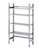 SCAFFALE INOX AISI 304 A GANCIO CON 4 RIPIANI ASOLATI RINFORZATI - CM. 150X40X180H