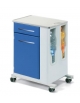 COMODINO BIFRONTE IN MDF CON CASSETTO, ANTA, PORTABOTTIGLIE E RUOTE - cm 52x46x74,5h