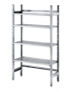 SCAFFALE INOX AISI 304 A GANCIO CON 4 RIPIANI GRIGLIATI - CM. 150X50X200H