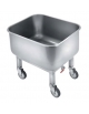 VAGONETTO INOX AISI 304 SU RUOTE DA LT 90 CON GRIGLIA ASPORTABILE - RUBINETTO DI SCARICO - CM. 60X50X60 H