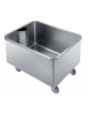 VASCA INOX AISI 304 AMMOLLO CON GRIGLIA ASPORTABILE SU RUOTE - RUBINETTO DI SCARICO - CM. 80X60X58 H