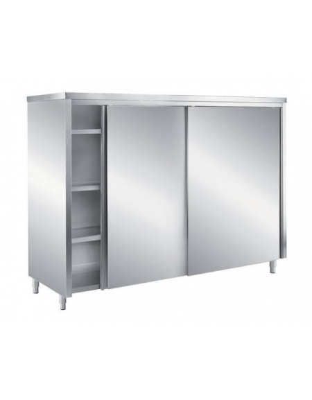 ARMADIO INOX AISI 304 VERTICALE CHIUSO CON PORTE SCORREVOLI - CM. 140X60X200H