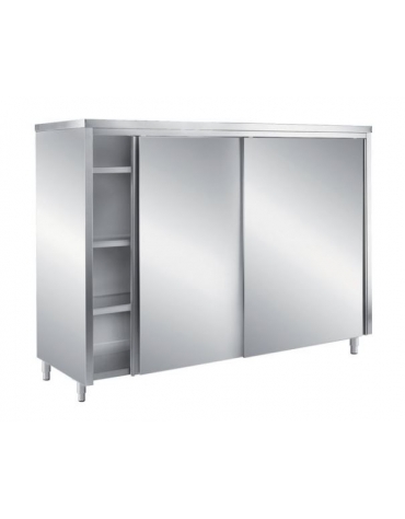 ARMADIO INOX AISI 304 VERTICALE CHIUSO CON PORTE SCORREVOLI - CM. 180X60X200H